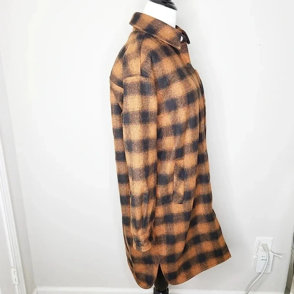 NWT See U Soon Plaid Wool Shacket Style Coat S
